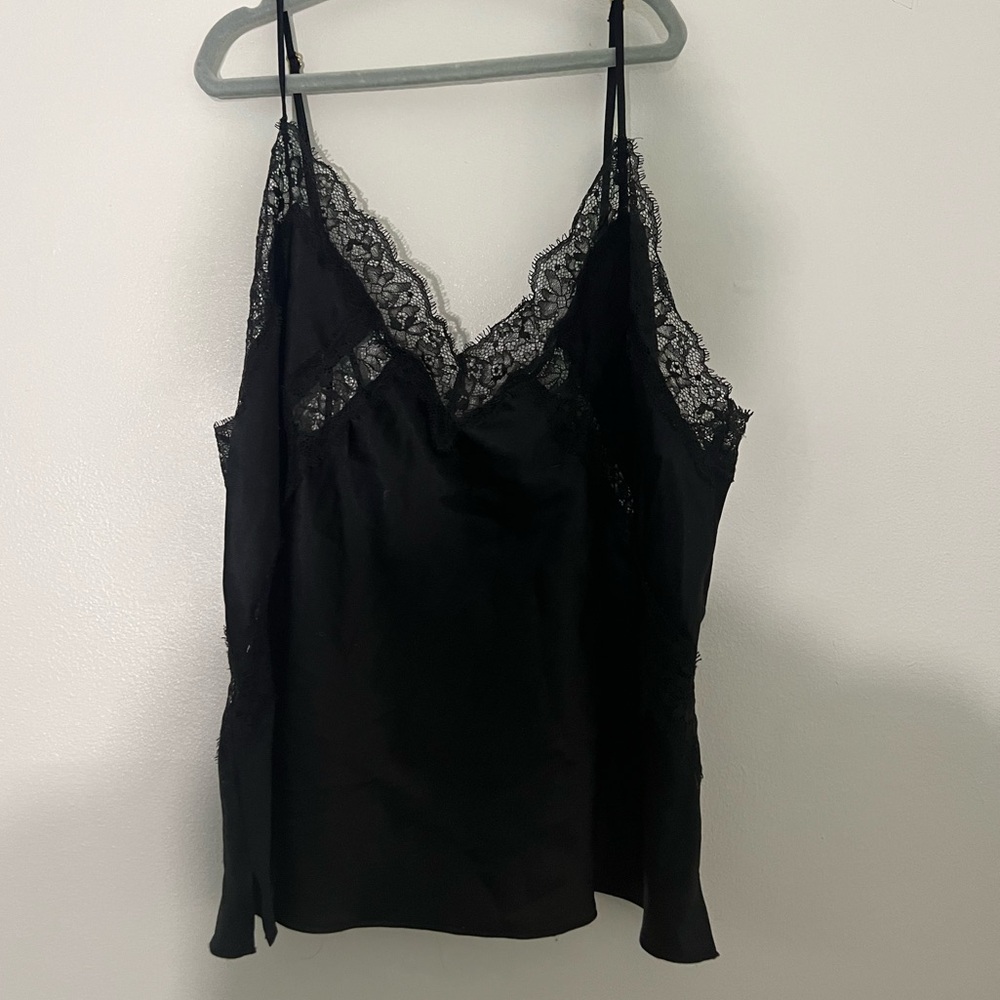 Vintage Victoria's Secret v neck black Lace-Trim cutout Cami large no flaws